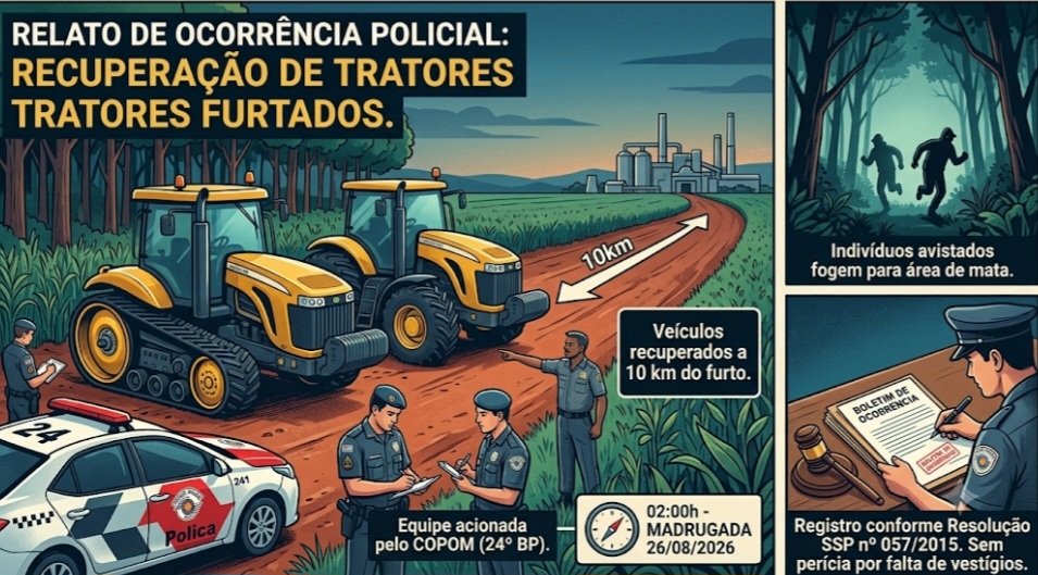 Polícia Militar recupera dois tratores furtados na zona rural de Mococa