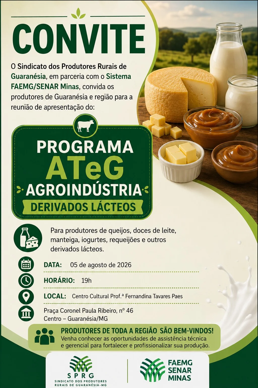 Sindicato Rural promove reunião para apresentar programa de fortalecimento das agroindústrias de leite em Guaranésia