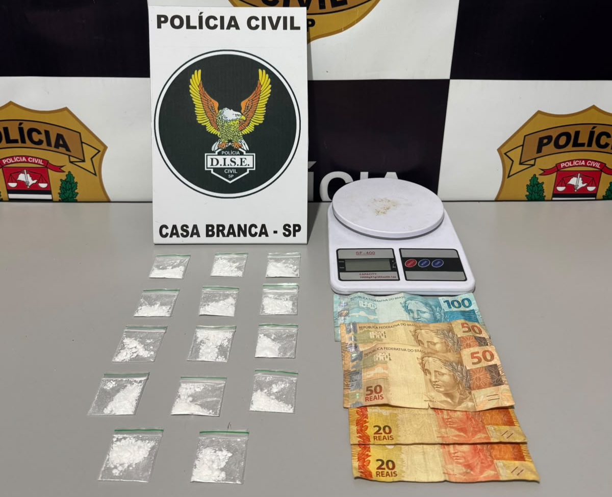 Jovem de 18 anos é preso com cocaína de alta pureza no Parque São Paulo, em Casa Branca